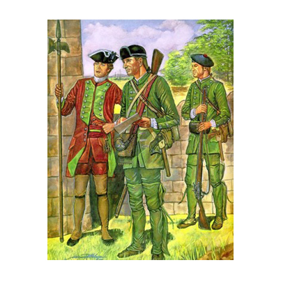 Green Ranger uniforms as an early form of camouflage. U.S. ARMY CENTER OF MILITARY HISTORY Army Artist Team XXII, In the Public Domain, https://commons.wikimedia.org